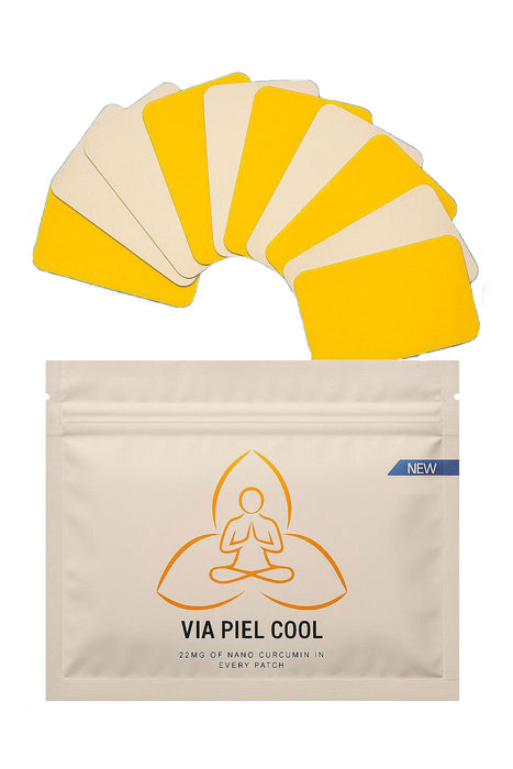 VIA PIEL COOL: Turmeric Extract Patch, 22 mg Nano Curcumin, 10 mg Menthol - Joint & Immune System, Healthy Inflammation Response, 10-Day Supply., Large - 1 image