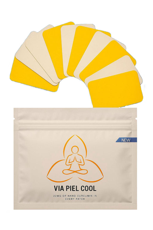 VIA PIEL COOL: Turmeric Extract Patch, 22 mg Nano Curcumin, 10 mg Menthol - Joint & Immune System, Healthy Inflammation Response, 10-Day Supply., Large - 1 image