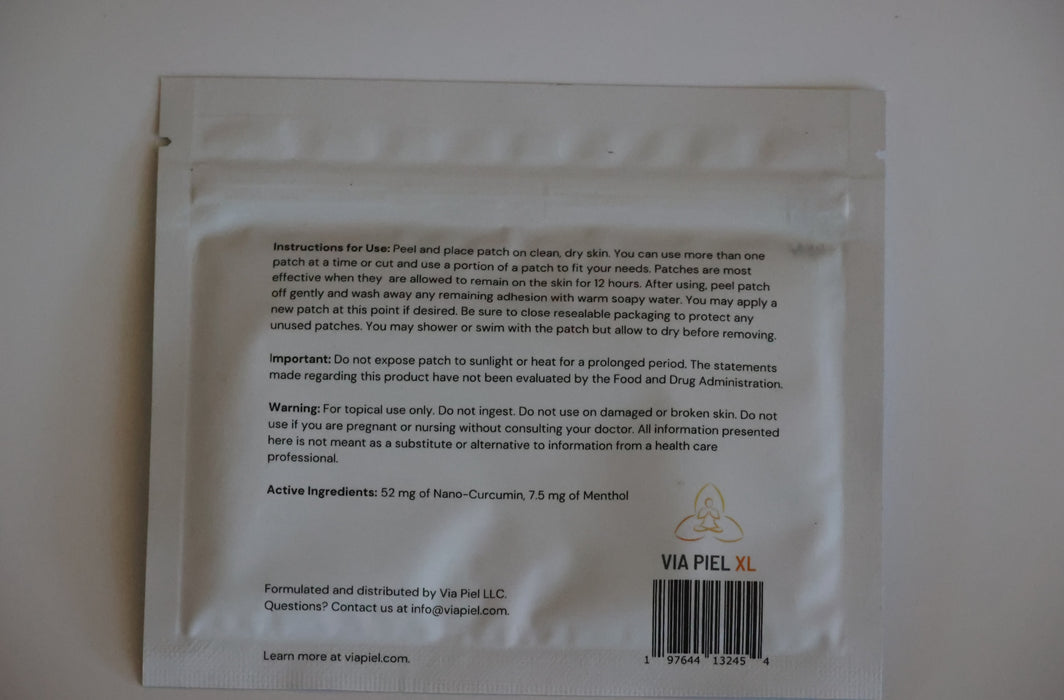 VIA PIEL COOL XL: Turmeric Extract Patch, 52 mg Nano Curcumin, 7.5 mg Menthol - Joint & Immune System, Healthy Inflammation Response, 5-Day Supply., Large - 4 image